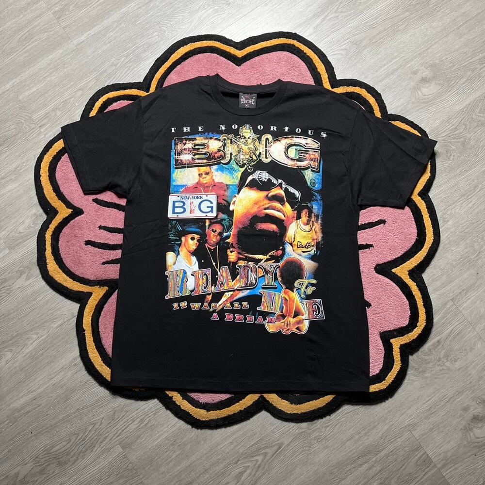 Dbruze Notorious BIG Ready To Die Double Sided Graphic Rap T-shirt Size XL Black